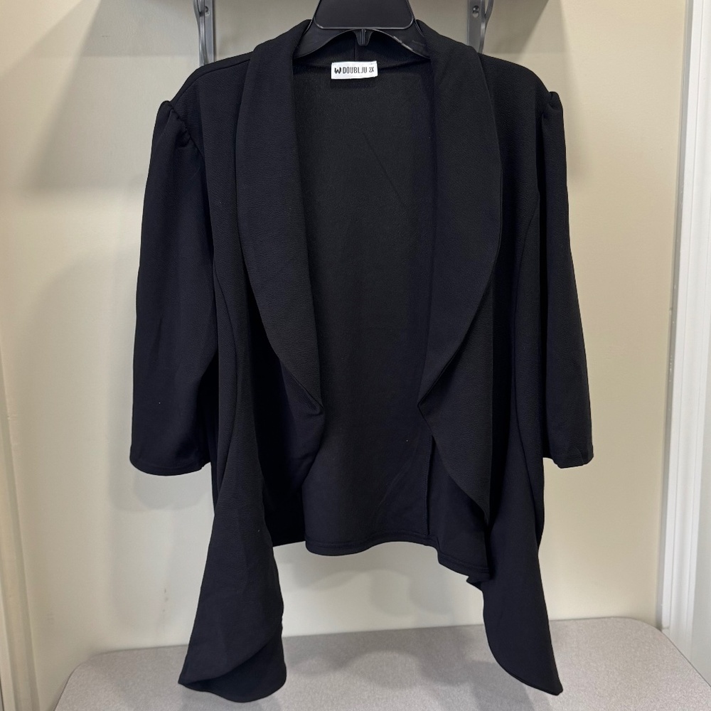 Doublju Black Crop Quarter Sleeve Cardigan